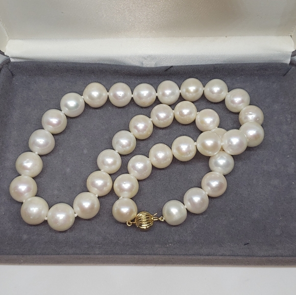 Belle de Mer White Opaque Cultured Pearl Strand Necklace 18" 11-13MM 14K - Picture 6 of 11